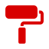 Red paint roller icon.